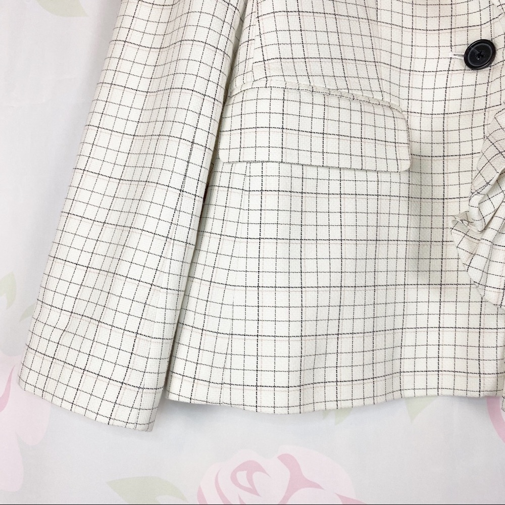 NEW Joie Villette Grid Plaid Ruffled Blazer 8 - Picture 4 of 7